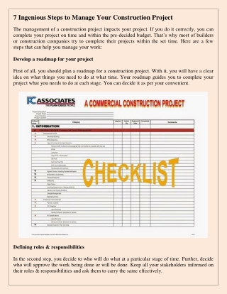 7 Ingenious Steps to Manage Your Construction Project