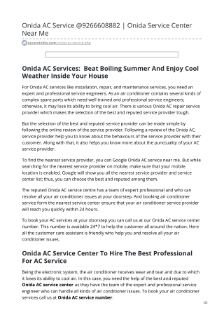 Onida AC Service Repair Center