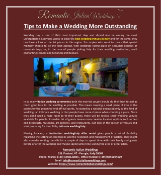 Tips to Make a Wedding More Outstanding