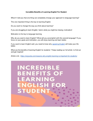 Incredible Benefits of Learning English For Student