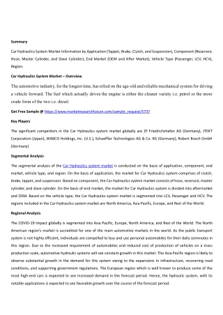 Car Hydraulics System Market