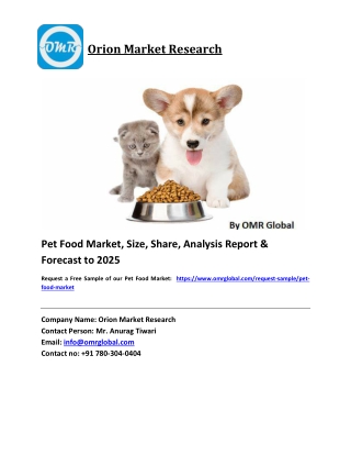 Pet Food Market Growth, Size, Share, Industry Report and Forecast 2019-2025