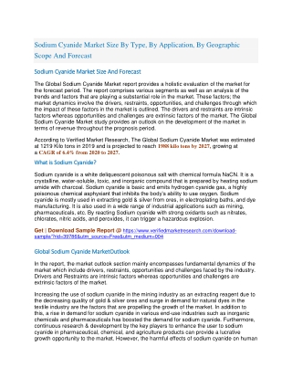 Sodium Cyanide Market Size By Type, By Application, By Geographic Scope And Forecast