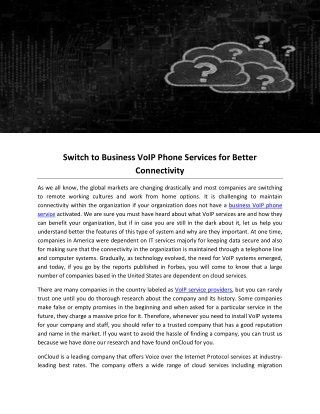 Switch to Business VoIP Phone Services for Better Connectivity