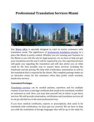 Professional Translation Services Miami