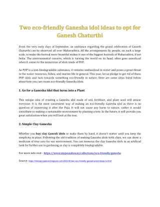 Two eco-friendly Ganesha idol ideas to opt for Ganesh Chaturthi