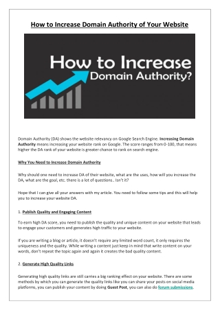 How to Increase Domain Authority of Your Website