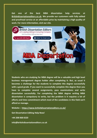 MBA Dissertation Help - britishdissertationeditors.co.uk