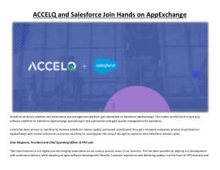 ACCELQ and Salesforce Join Hands on AppExchange