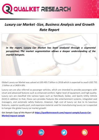 Global Luxury Car  Market 2020 Trends, Market Share, Industry Size, Growth Rate, Opportunities and Forecast to 2027