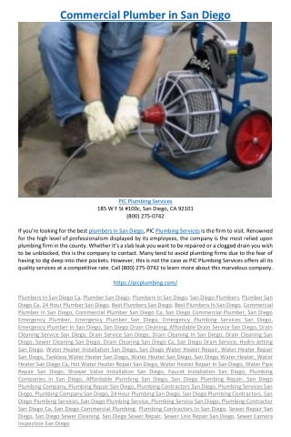 Commercial Plumber in San Diego