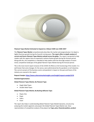 Filament Tapes Market to See Incredible Growth By 2020-2027