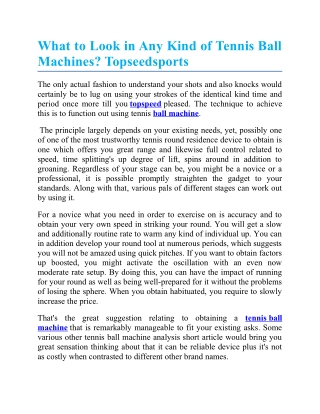 What to Look in Any Kind of Tennis Ball Machines? Topseedsports