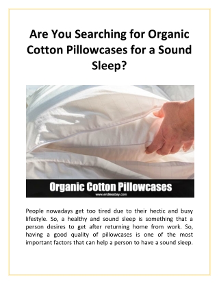 Are You Searching for Organic Cotton Pillowcases for a Sound Sleep?