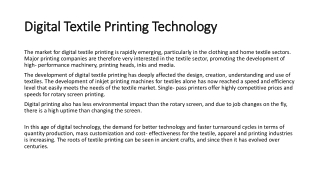 Digital Textile Printing Technology