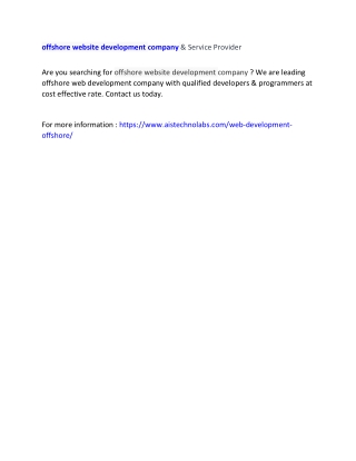 offshore website development company & Service Provider