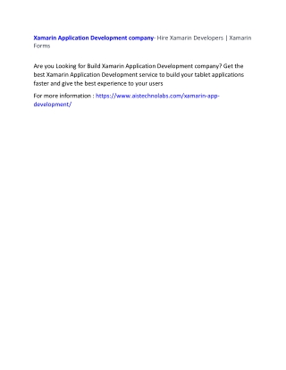 Xamarin Application Development company- Hire Xamarin Developers | Xamarin Forms