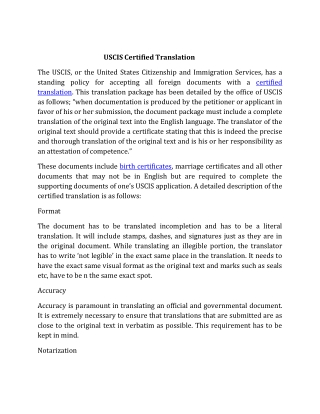 Uscis Certified Translation