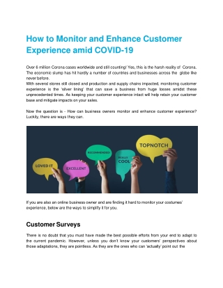 How to Monitor and Enhance Customer Experience amid COVID-19