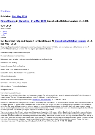 QuickBooks helpline number  1-888-403-0506 QB