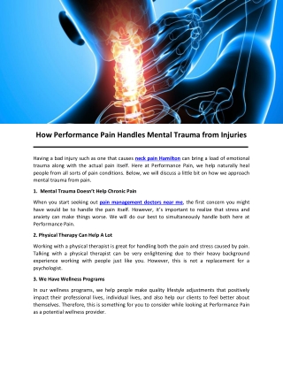 How Performance Pain Handles Mental Trauma from Injuries