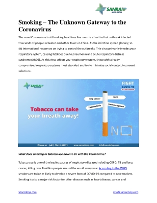 Smoking – The Unknown Gateway to the Coronavirus