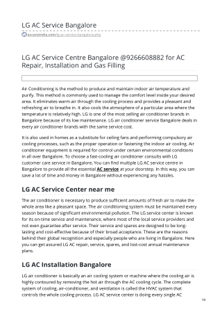 Best LG AC Service Center In Bangalore