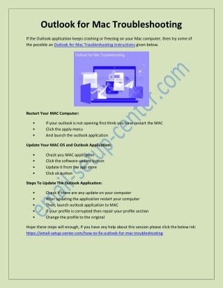 Outlook For MAC Troubleshooting Method