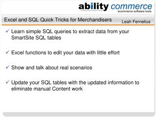 Excel and SQL Quick Tricks for Merchandisers