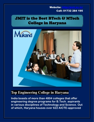 JMIT is the Best Btech College in Haryana