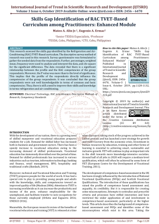 Skills Gap Identification of RAC TVET Based Curriculum among Practitioners Enhanced Module