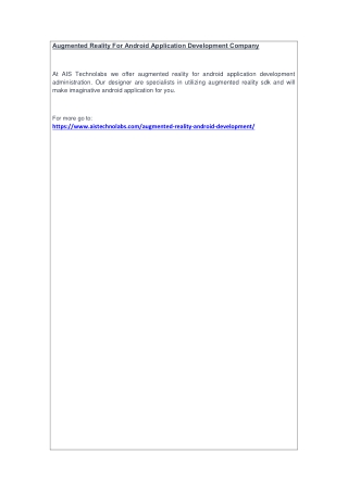 Augmented Reality For Android Application Development Company