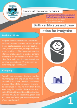 Birth Certificates and Translation for Immigration