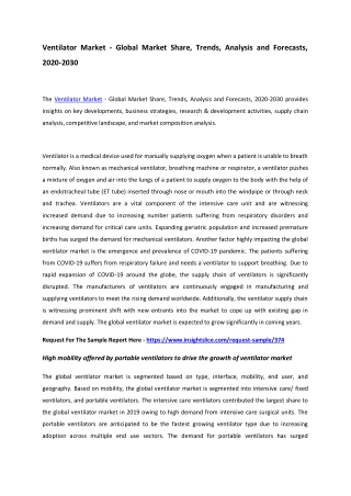 Ventilator Market  : Global Trends, Share, Growth, Opportunity and 2030