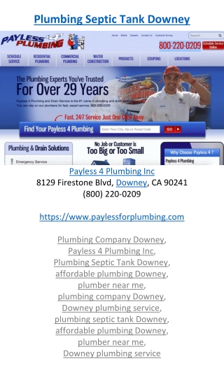 Plumbing Septic Tank Downey