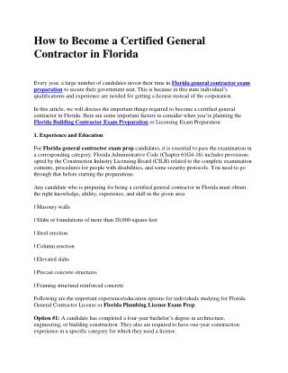 How to Become a Certified General Contractor in Florida