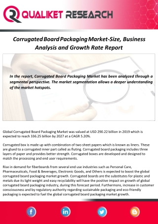 Covid-19 Impact On Corrugated Board Packaging Market Outlook - Latest Development and Industry Forecast Report by 2027