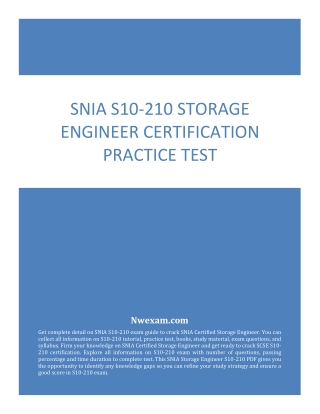 SNIA S10-210 STORAGE ENGINEER CERTIFICATION PRACTICE TEST