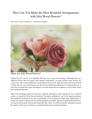 How Can You Make the Most Beautiful Arrangements with Sola Wood Flowers?