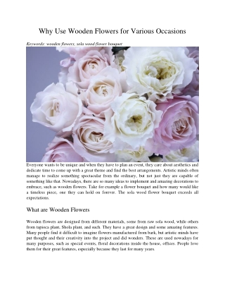 Why Use Wooden Flowers for Various Occasions
