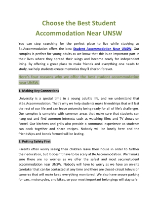 Choose the Best Student Accommodation Near UNSW