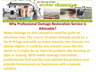 Why Professional Damage Restoration Service is Advisable?