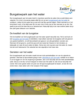 Bungalowpark aan het water