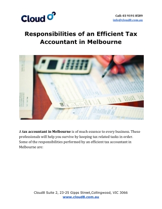 Responsibilities of an Efficient Tax Accountant in Melbourne