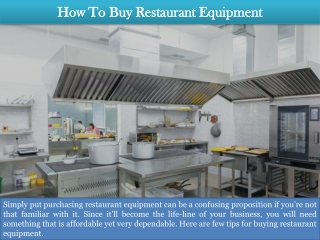 How To Buy Restaurant Equipment?