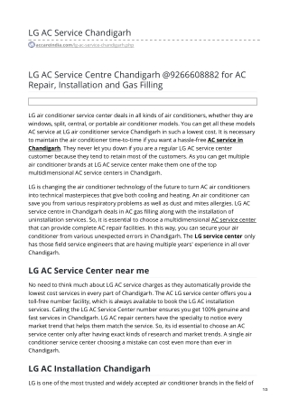 LG AC Repair Service Center in Chandigarh