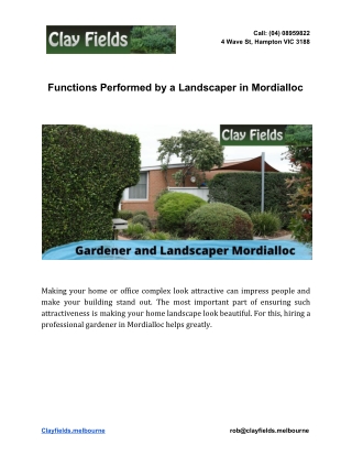 Functions Performed by a Landscaper in Mordialloc