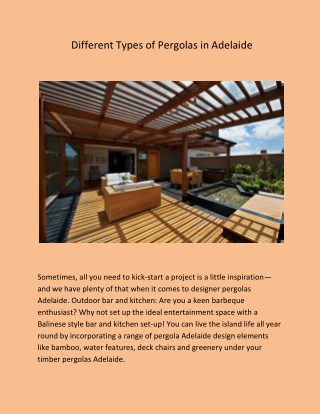 Different Types of Pergolas in Adelaide