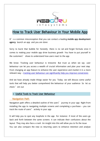 How to Track User Behaviour in Your Mobile App