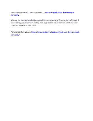 Best Taxi App Development providers - top taxi application development company